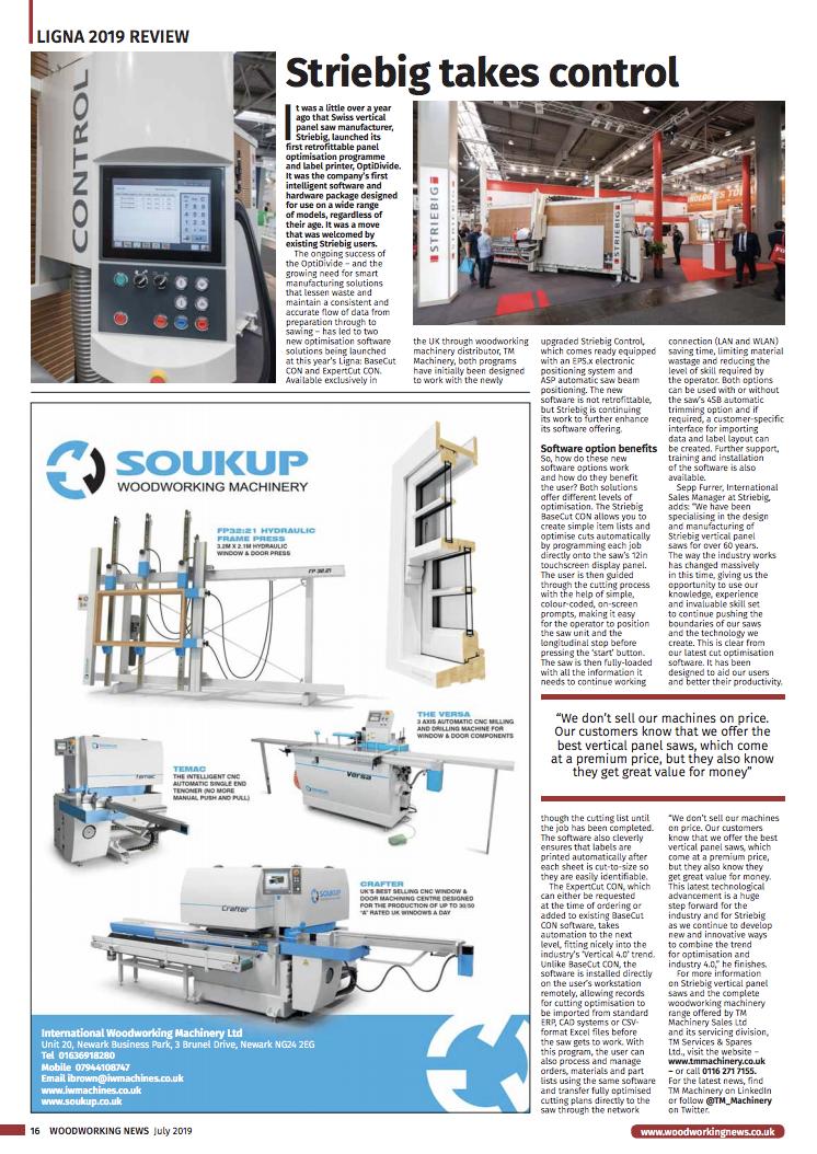 Have you read TM Machinerys Ligna 2019 review in Woodworking News Striebig StriebigVerticalPanelSaw PanelSaw Saw Editorial PR Ligna19 Ligna2019 WoodworkingNews Nelton Group