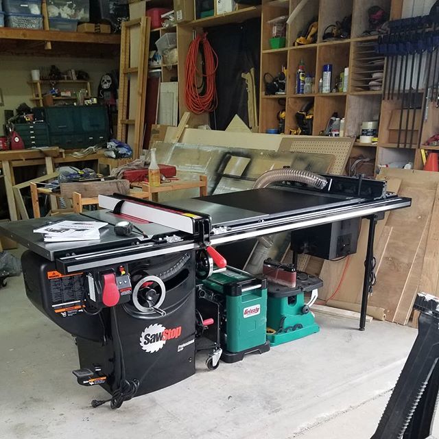 SawStop assembly completely really this morning. Now for the outfeed table. woodworking diy shoplife