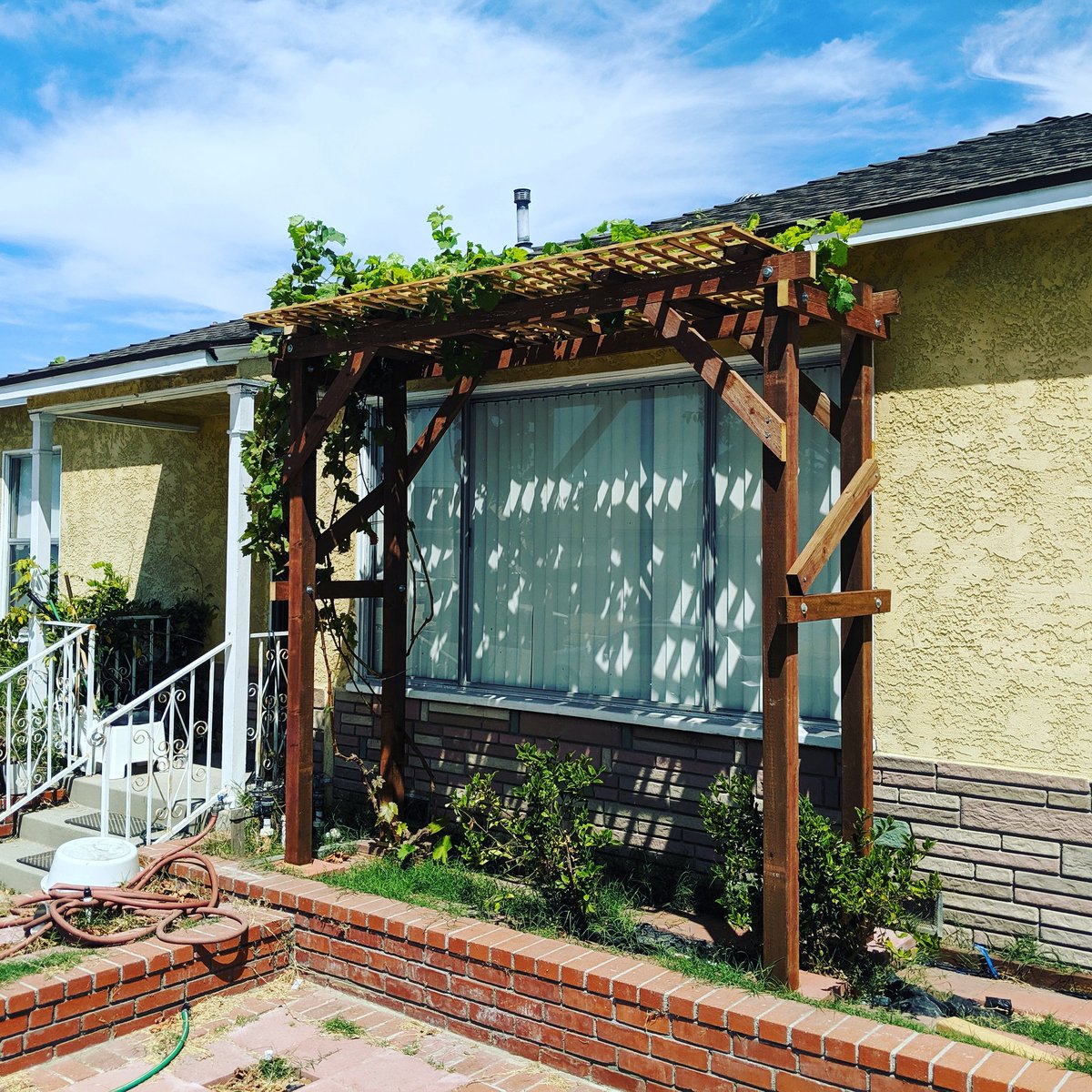 Working on the video for the pergola build. Wont post for a little because Im trying to build a small backlog of videos for consistent release schedule.homedecor homeimprovement pergola grapevine diyhomedecor diy shade woodcraft woodworking wood