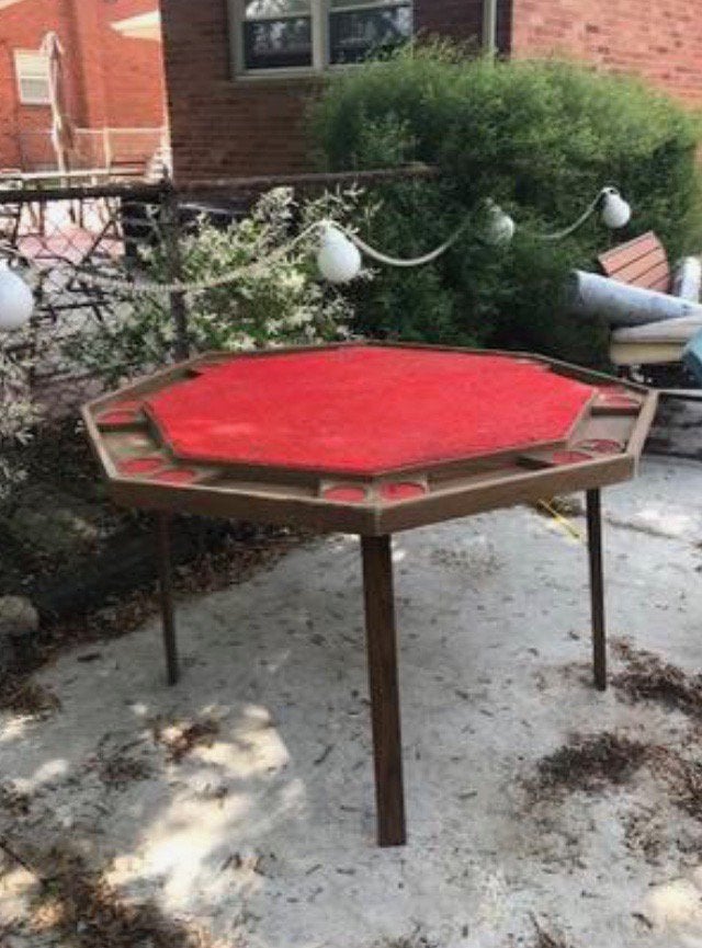 A poker table I refinished with my neighbor.