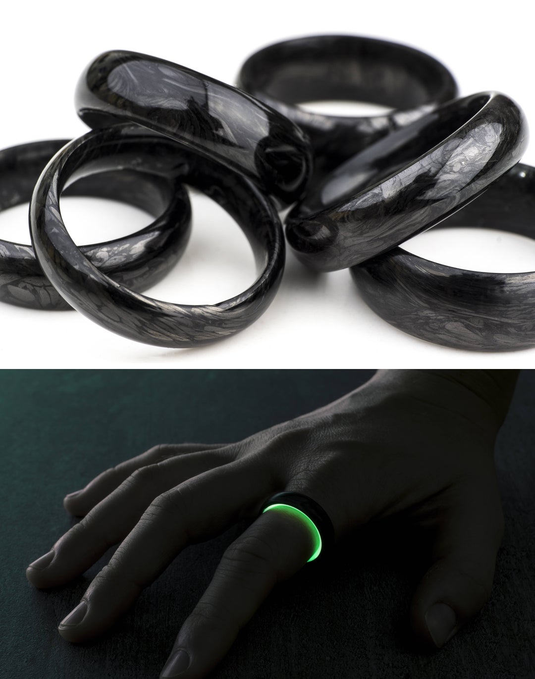 How to make a Forged carbon fiber ring bonded with Black wood and glow.