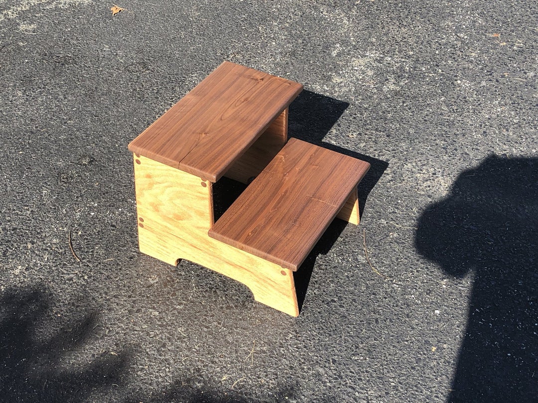 Oak and walnut step stool I just finished