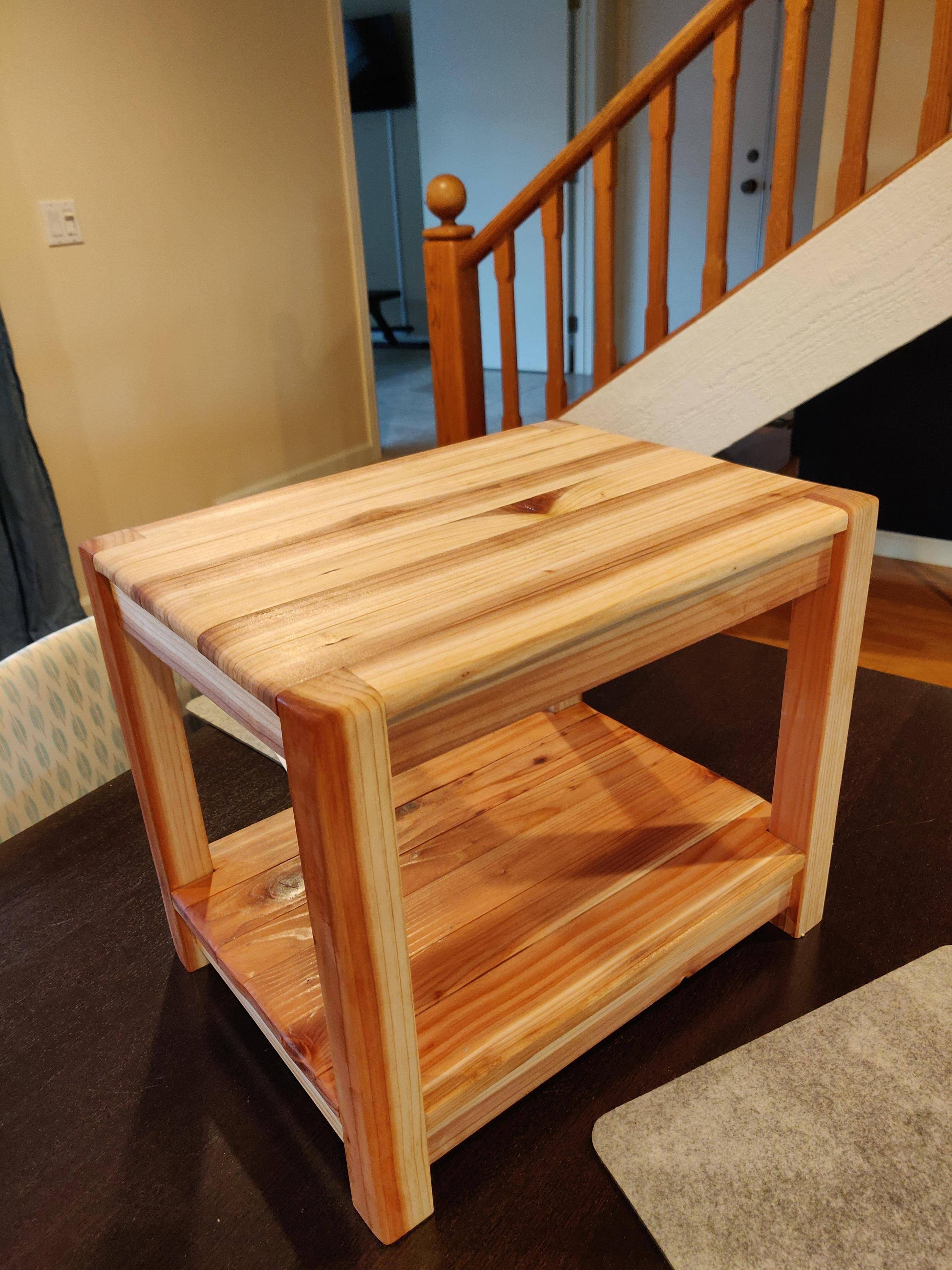 Redwood side table