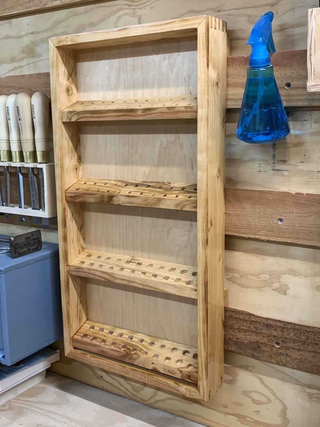 I made a router bit cabinet out of cherry I milled from my backyard minus the maple plywood backer