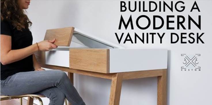 Check out 3×3 Custom project.. How to Make a Modern Vanity Desk- Tamar showcases some great drawer making. woodcraft woodworking furniture furnituredesign furnituremakingn helpingyoumakewoodwork diy make maker makersgonnamake