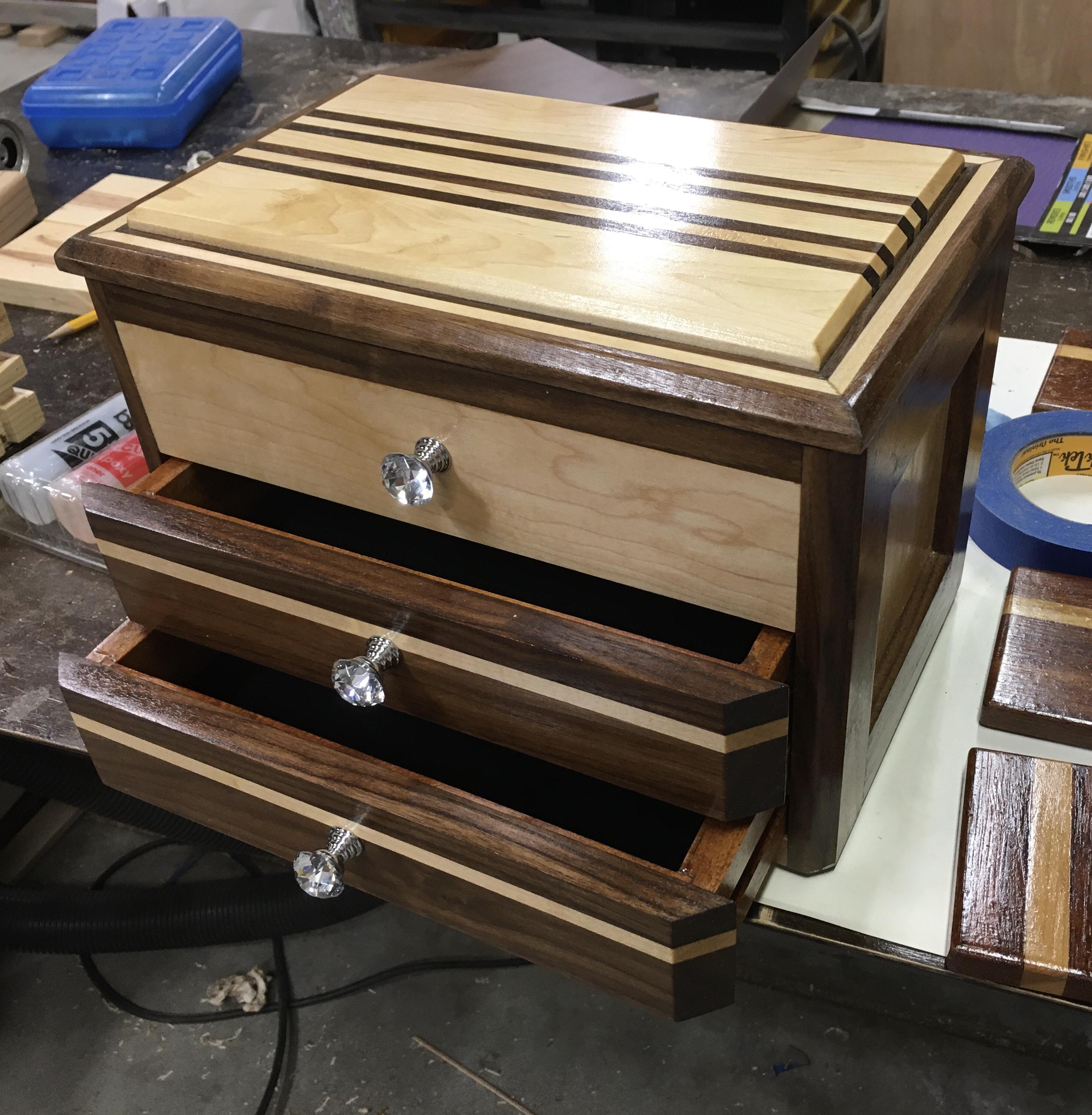 Maple Walnut Jewelry Chest I made as a wedding gift