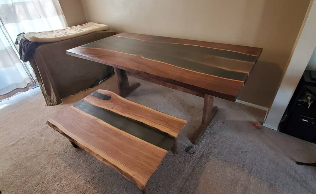 Matching dining and coffee table I made my mom for Christmas