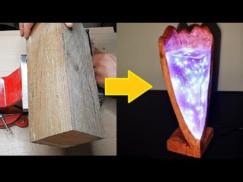 Night Lamp with Epoxy Resin and wood -Resin Art