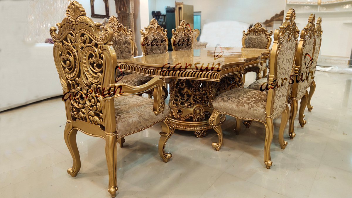 Luxury Dining Set from the finest wood…Here are the detailsluxury LikeNoOneElse dining furniture design lifestyle woodworking artisans home interior gold finish fridayvibes Shivratri2020